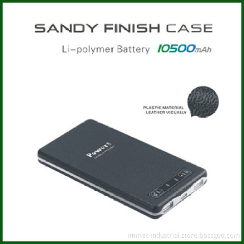 10500mAh OEM Portable Leather Sandy Finish Mobile Power Bank